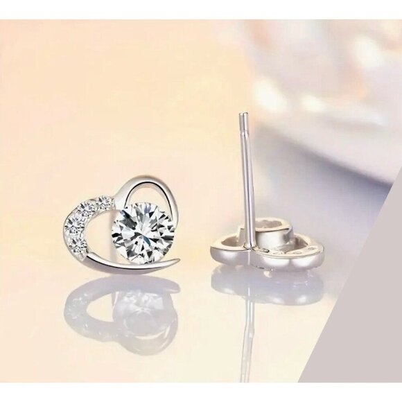 Sterling Silver Heart Earrings - Picture 3 of 4